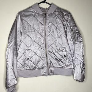 BCBG Generation Satin Quilted Bomber Jacket women’s size medium unique color
